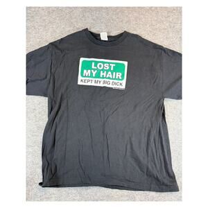 Vintage 90s Lost My Hair Kept My Big Dick T Shirt Mens XL Black Funny Humor